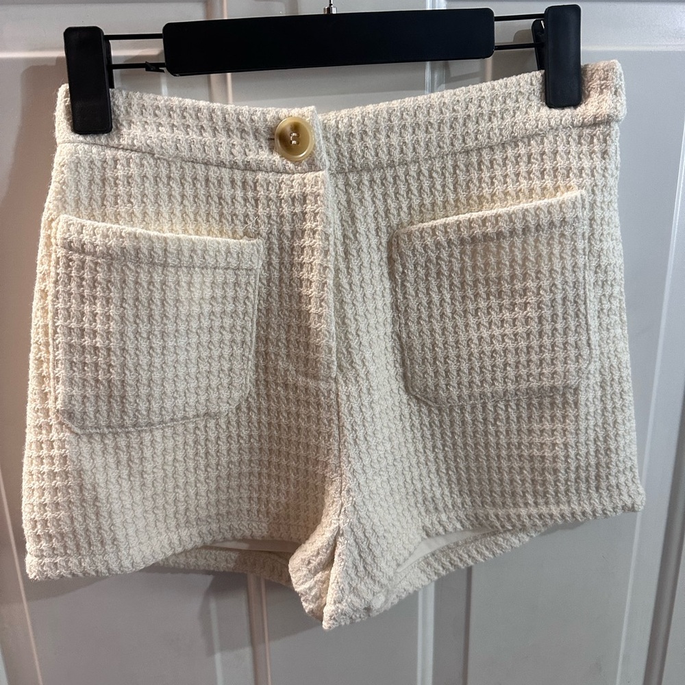 altar’d state Cream Textured Women Shorts